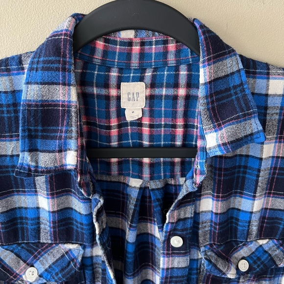 Gap Navy/Blue/White/Pink Plaid l/s Shirt - Picture 2 of 9